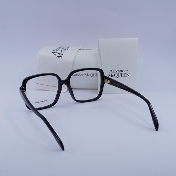 Alexander McQueen AM0286O 001 Square Eyeglasses 55mm - Black - Picture 7 of 11